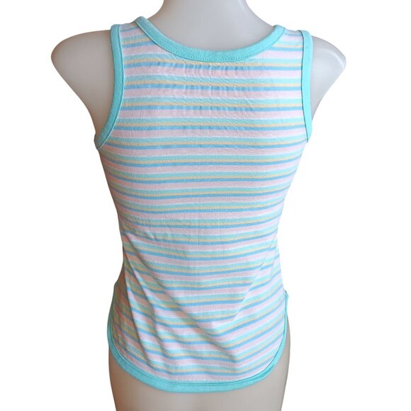 XS True Vintage 1980's Mom Tank Top JCPenney Pastel Striped - Picture 5 of 8
